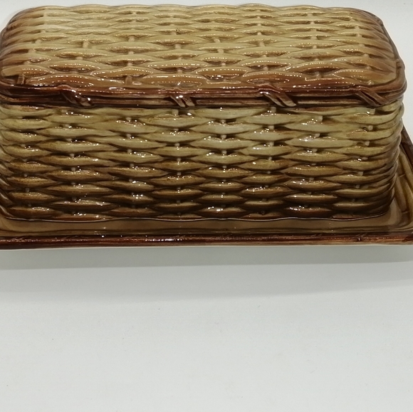 VTG Otigiri Basket Weave Sugar/Creamer/Butter Set - Picture 4 of 16